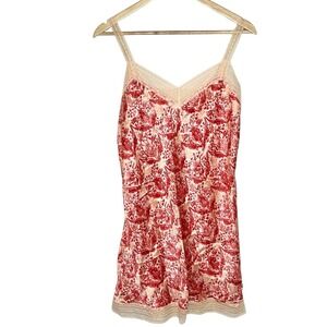 Gap Vintage Y2K Silk Cami Slip Nightgown M Lace Trim Coquette Lingerie